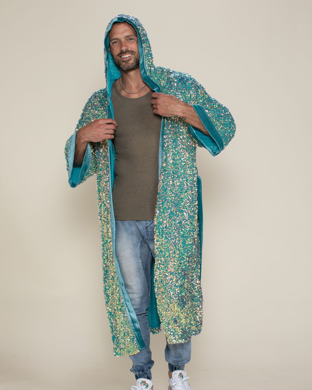 Firefly of the Sea Hooded Sequin Kimono | Men&#39;s