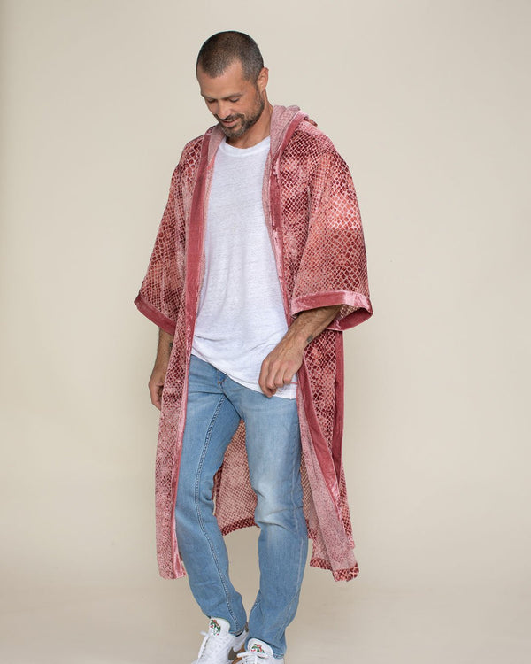 Elevate Your Look with Rose Crocodile Hooded Burnout Velvet Kimono ...