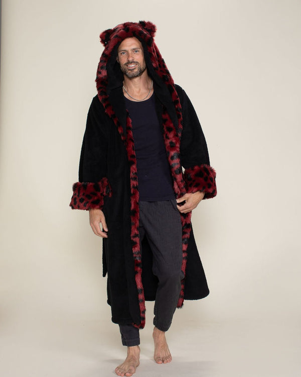Men's Plush Faux Fur Robe With Hood & Pockets | Wild Cat - SpiritHoods
