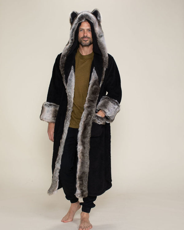 Luxury Mens Bathrobe With Hood Men's Long Hooded Sherpa Robe