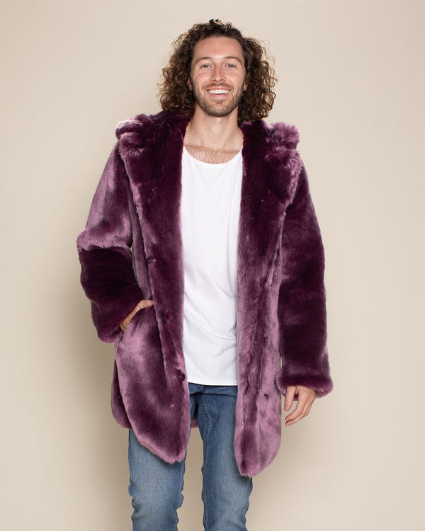 Men's Faux Fur Coat With Hood | Lavender Wolf - SpiritHoods