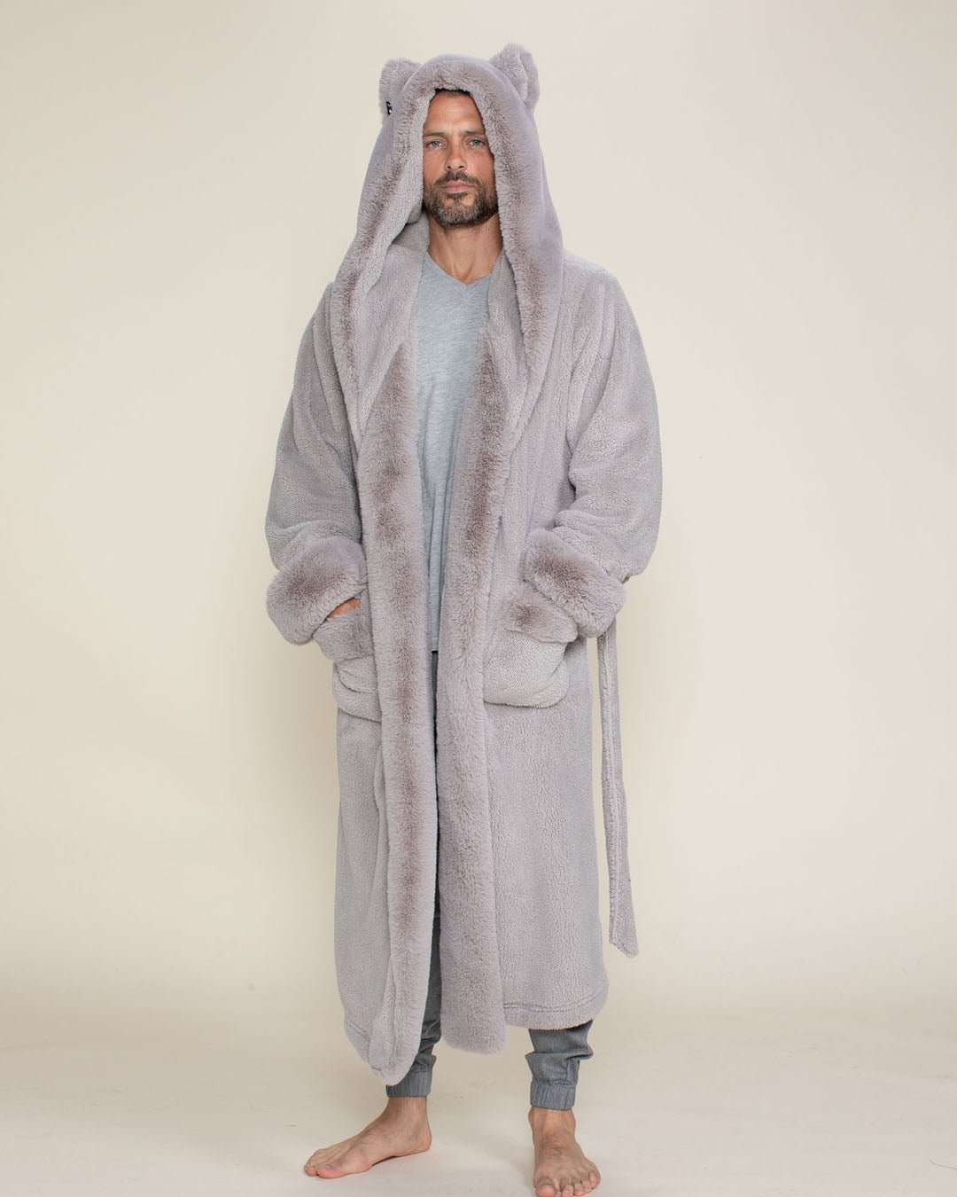 Men's Luxury Robe, Grey Luxury Bathrobe | Silver Fox - SpiritHoods