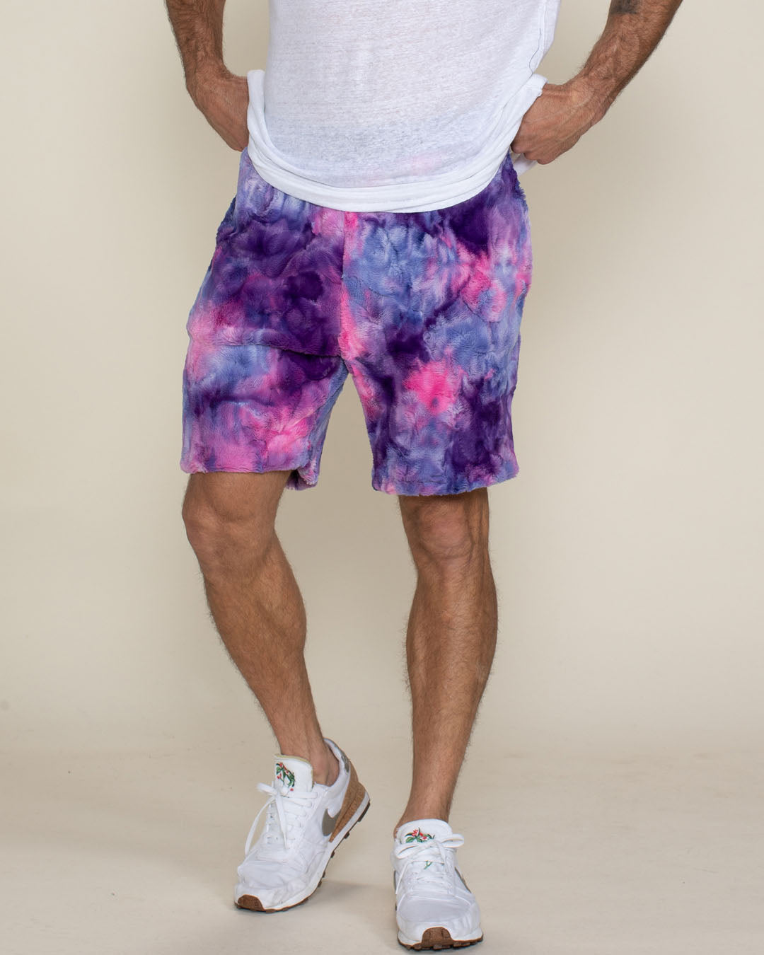 Cotton Candy Cat Ultra Soft Faux Fur Sweat Shorts | Men&#39;s