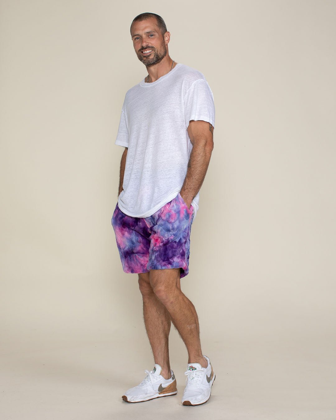 Cotton Candy Cat Ultra Soft Faux Fur Sweat Shorts Men s SpiritHoods