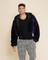 Indigo Leopard Classic Collector Edition Faux Fur Cropped Jacket | Men's