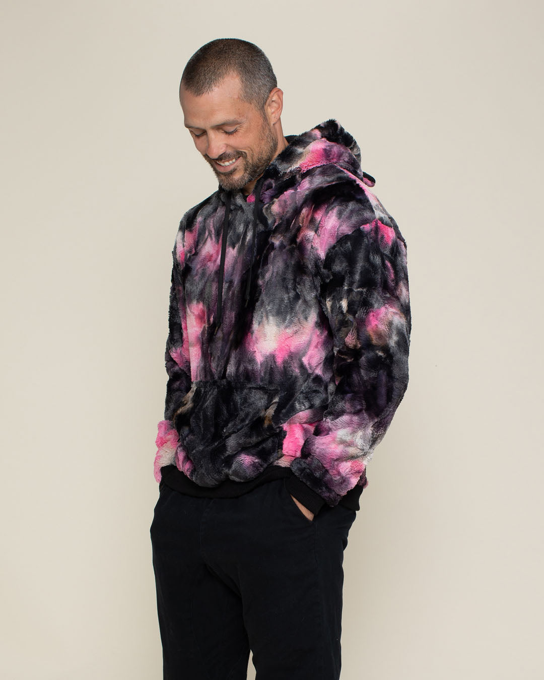 Ink Spotted Leopard Classic ULTRA SOFT Faux Fur Hoodie | Men&#39;s