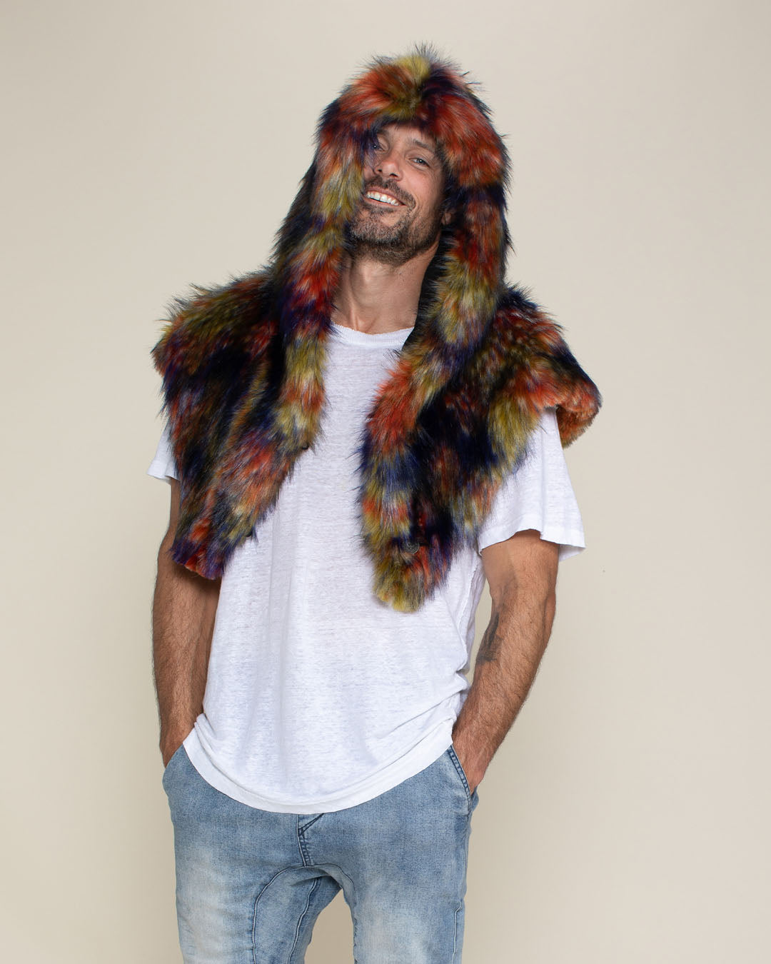 Parrot Collector Edition Hooded Faux Fur Shawl | Men's