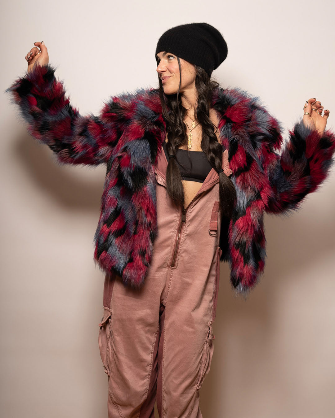 Crimson Kitty Collared Collector Edition Faux Fur Waist Jacket | Women&#39;s