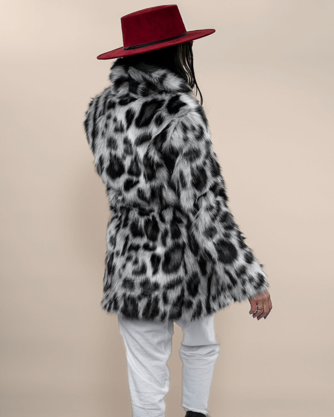 Himalayan Snow Leopard Collared Collector Edition Faux Fur Coat | Women&#39;s