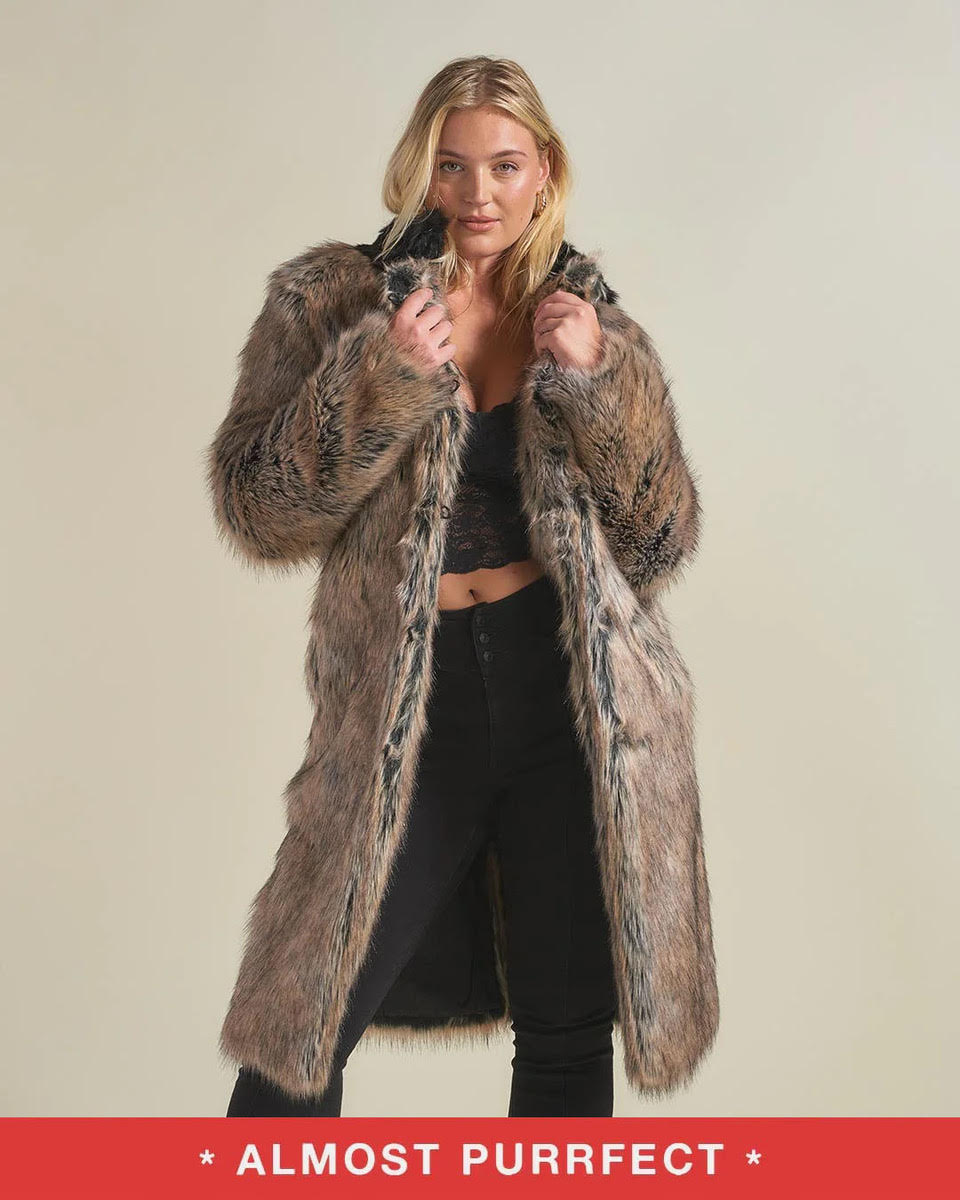 *Almost Purfect*  Dire Wolf Faux Fur Calf Length Coat