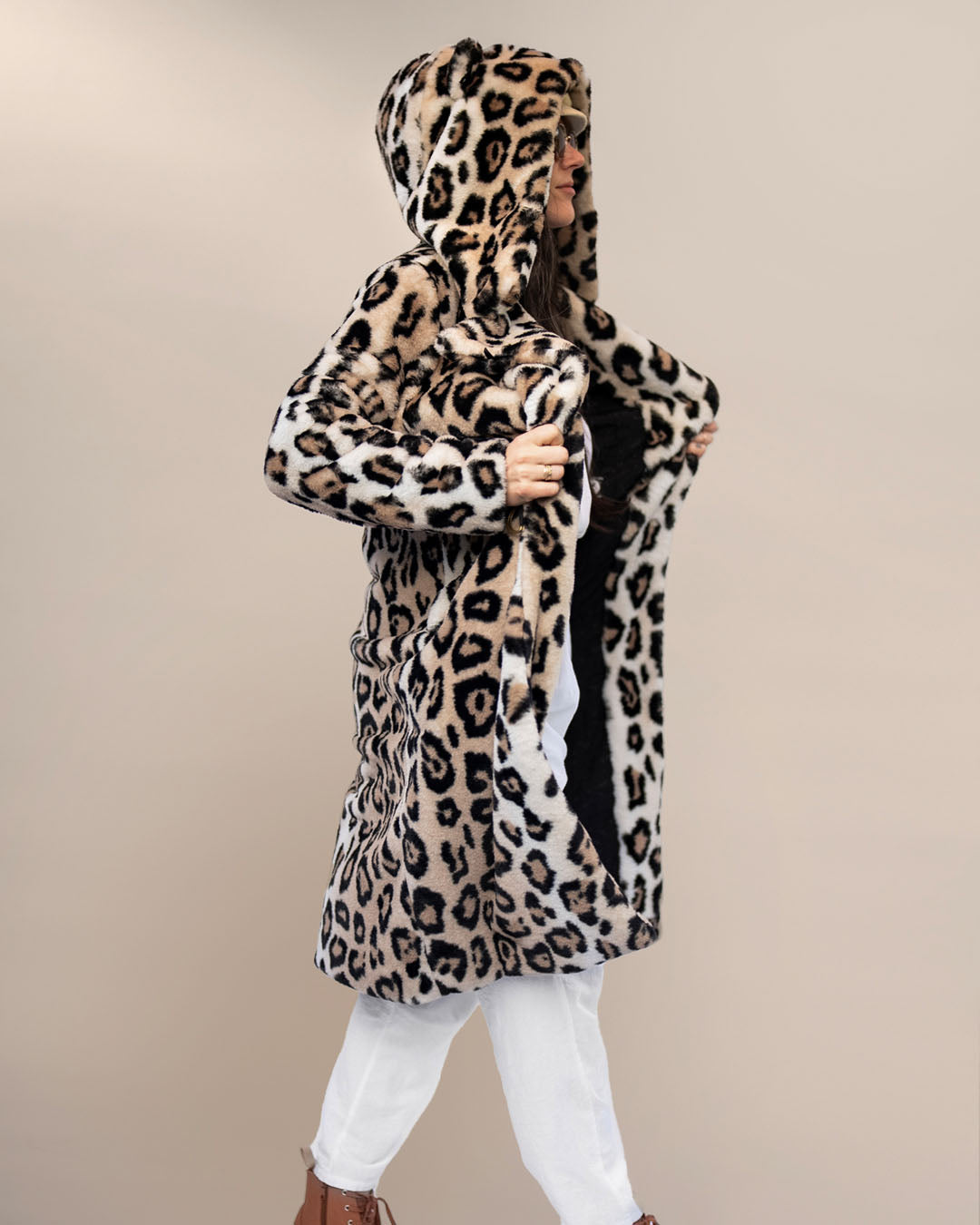 Arabian Leopard Classic Collector Edition Faux Fur Wrap Calf Length Coat | Women&#39;s
