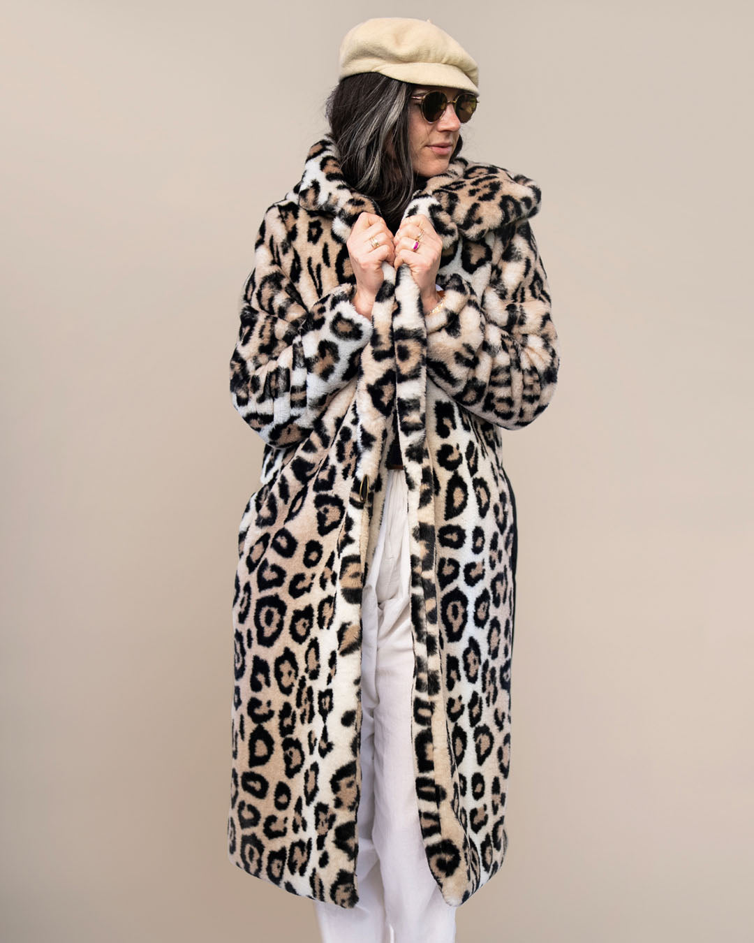 Arabian Leopard Classic Collector Edition Faux Fur Wrap Calf Length Coat | Women&#39;s