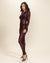 Garnet Snakeskin Flocked Mesh Full Bodysuit | Women's