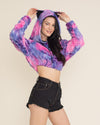 Cotton Candy Kitty Classic Ultra Soft Faux Fur Crop Hoodie | Women's