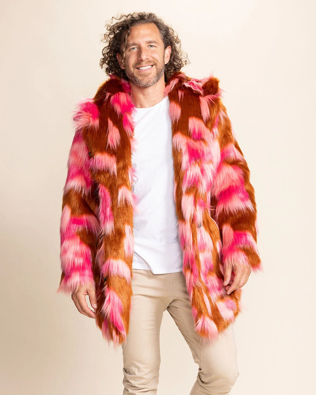 *One Of A Kind* Hooded Faux Fur Coat | Pink Rose Butterfly