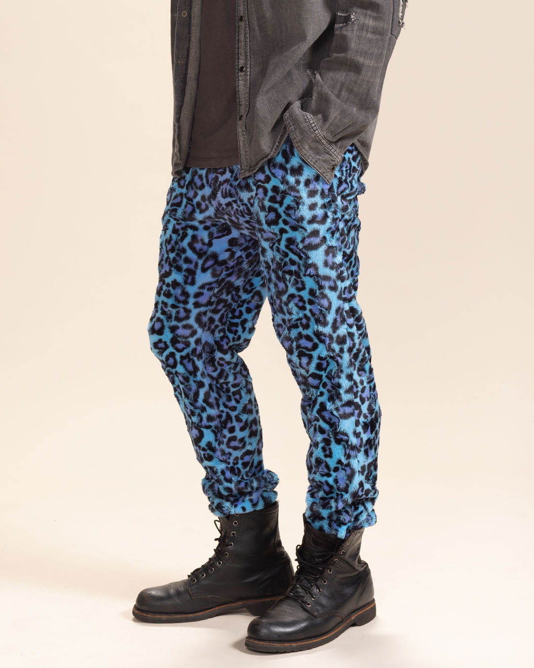Electric Blue Lynx Collector Edition Ultra Soft Faux Fur Sweatpants | Men's