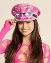 Women's Festival Hat - Captain Hat | Sequin Pink Flamingo