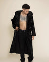 Hooded Men's Long Sequin Coat | Black Panther | Made-To-Order