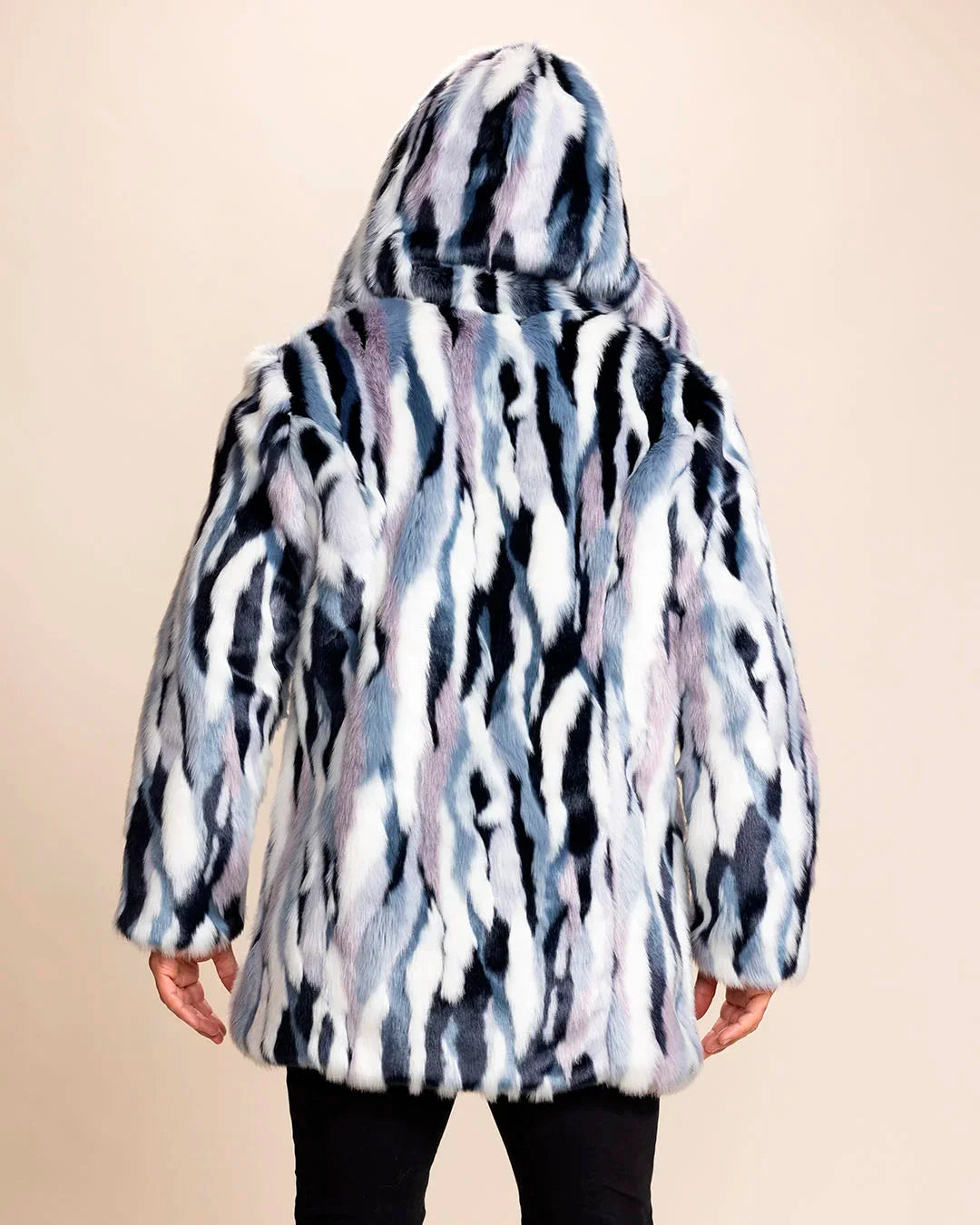 Hooded Men's Faux Fur Coat | Blue Lucky Rabbit