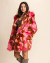 *One Of A Kind* Hooded Faux Fur Coat | Pink Rose Butterfly