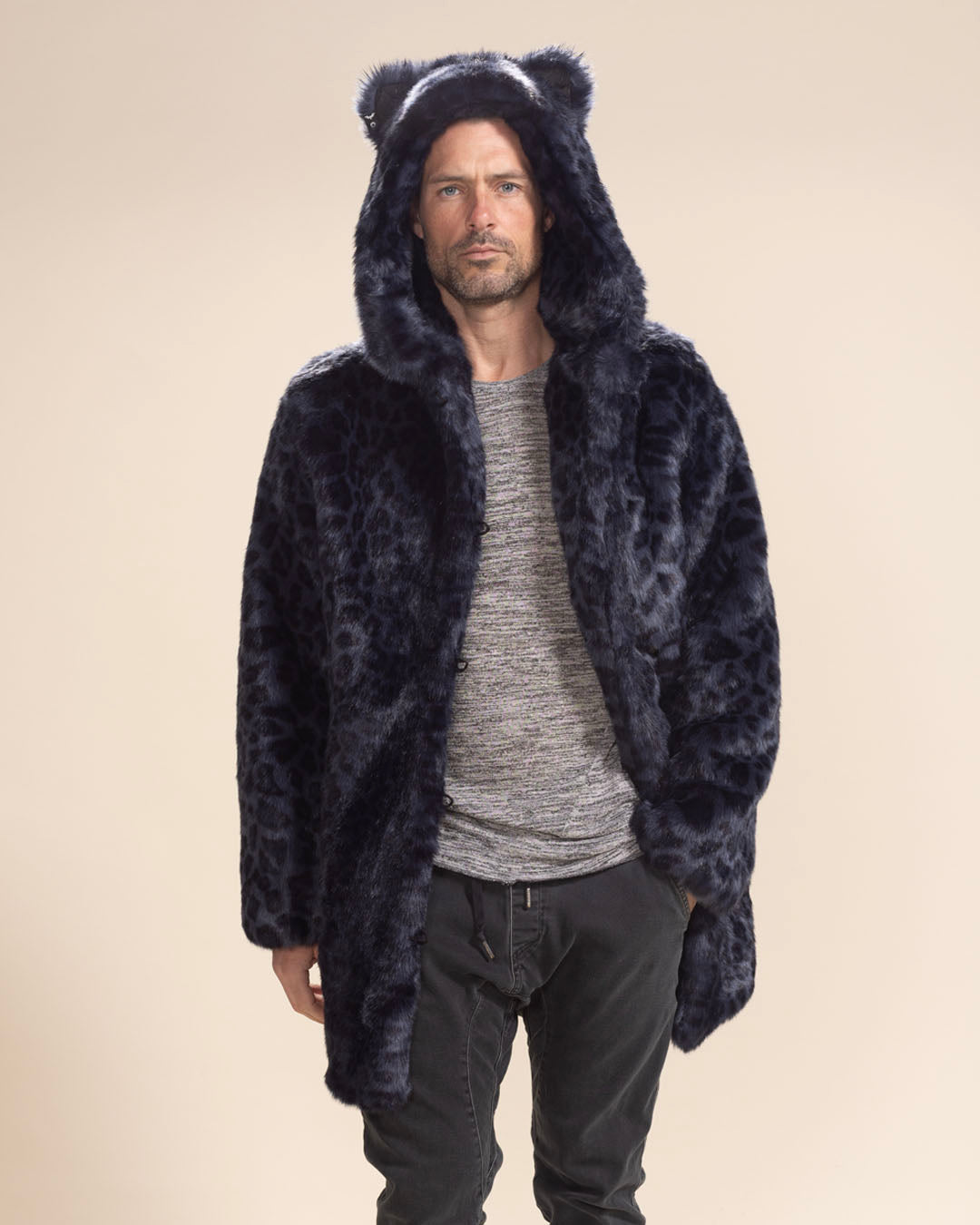 Indigo Leopard Classic Collector Edition Faux Fur Coat | Men's