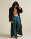 Hooded Men's Long Faux Fur Coat | Black Panther | Made-To-Order