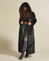 Hooded Women's Long Faux Fur Coat | Black Panther | Made-To-Order