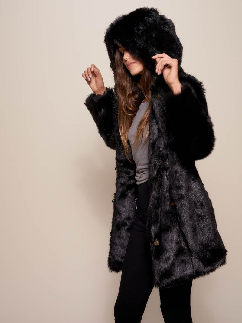 Hooded Women's Faux Fur Coat | Black Panther | Made-To-Order