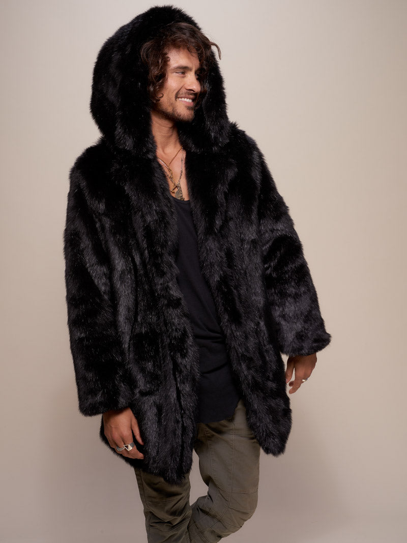 Hooded Men's Faux Fur Coat | Black Panther | Made-To-Order