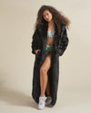 Hooded Women's Long Faux Fur Coat | Black Panther | Made-To-Order
