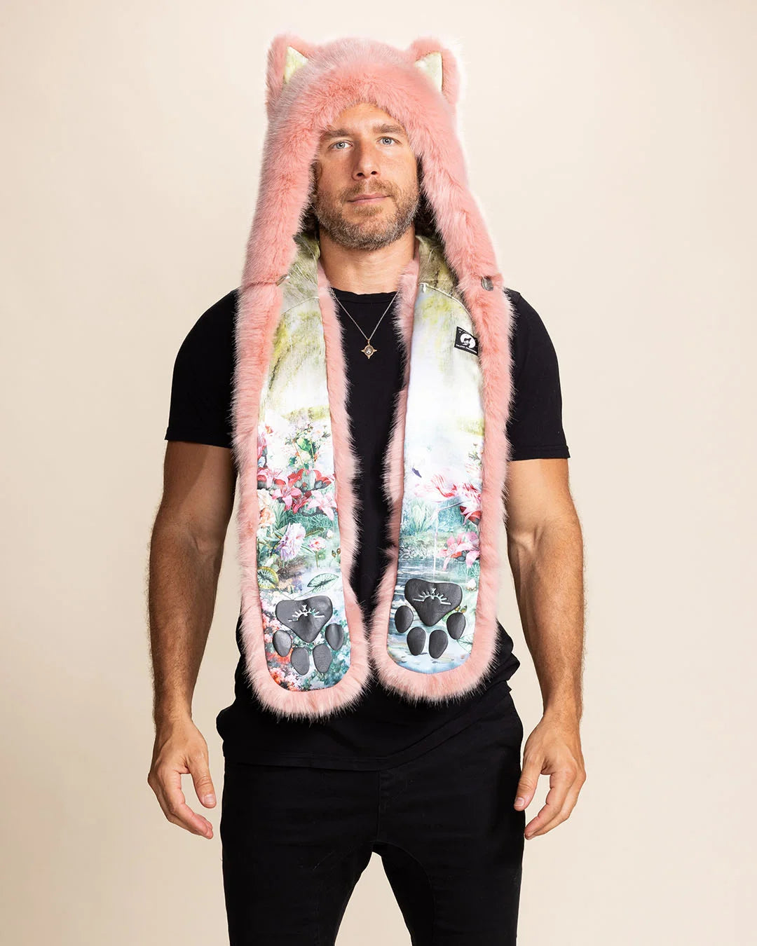 Pink Caribbean Wolf Faux Fur Hood | Men's