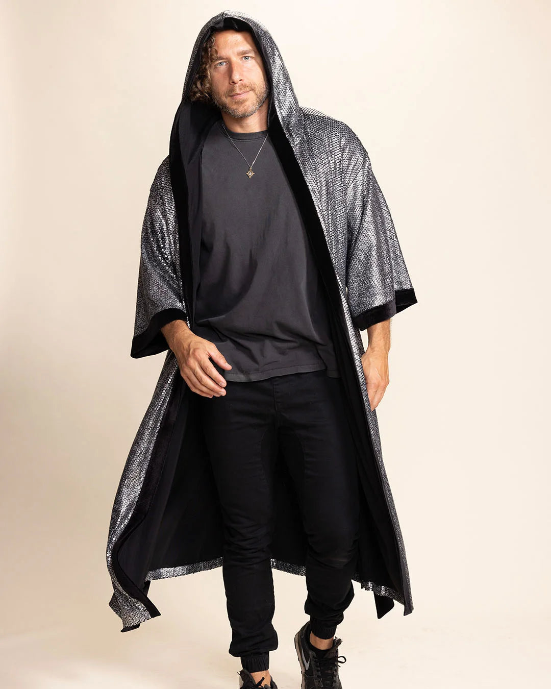 Men's Sequin Kimono | Silver Wolf