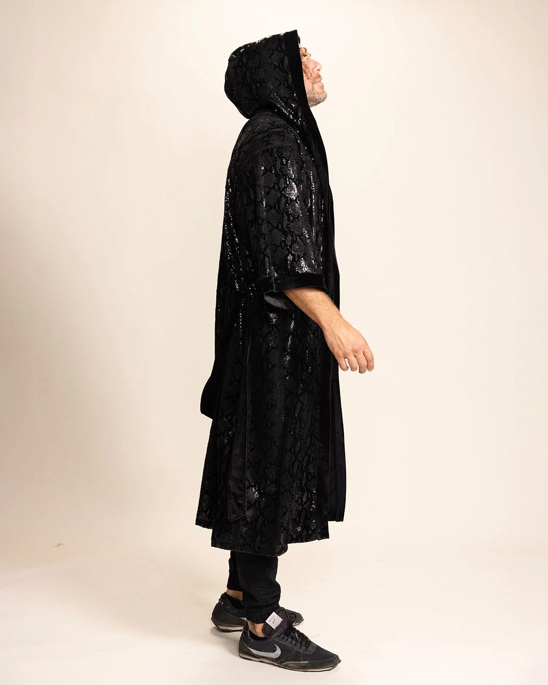 Men's Sequin Kimono | Black Snakeskin