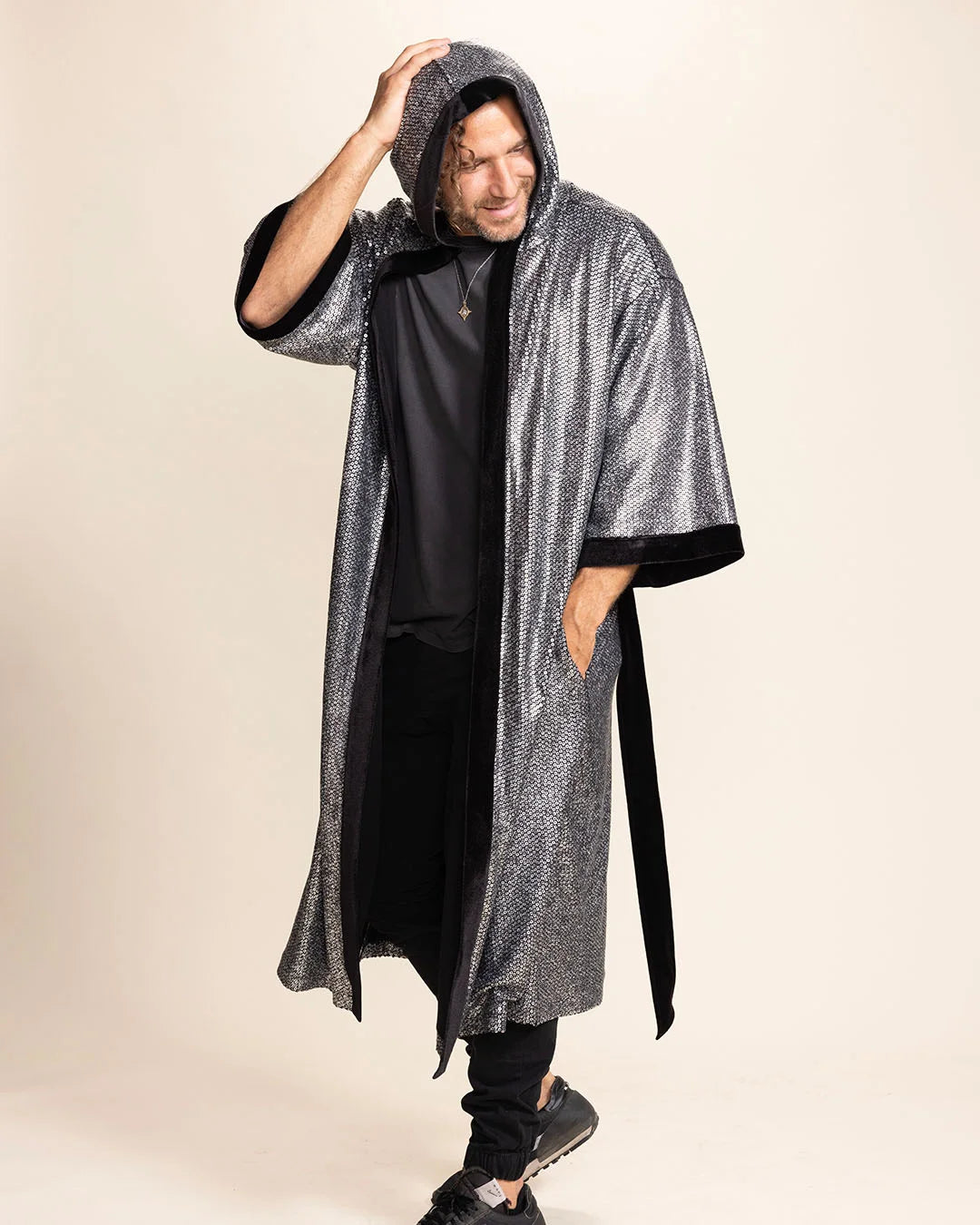 Men's Sequin Kimono | Silver Wolf