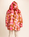 *One Of A Kind* Hooded Faux Fur Coat | Pink Rose Butterfly
