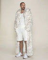 Hooded Men's Long Faux Fur Coat | Baby Snow Leopard | Made-To-Order