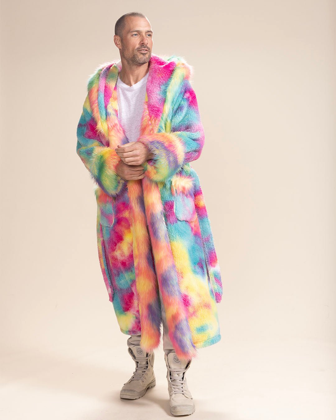Men's Luxury Robe, Luxury Bathrobe | Rainbow Bear - SpiritHoods