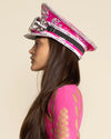 Women's Festival Hat - Captain Hat | Sequin Pink Flamingo