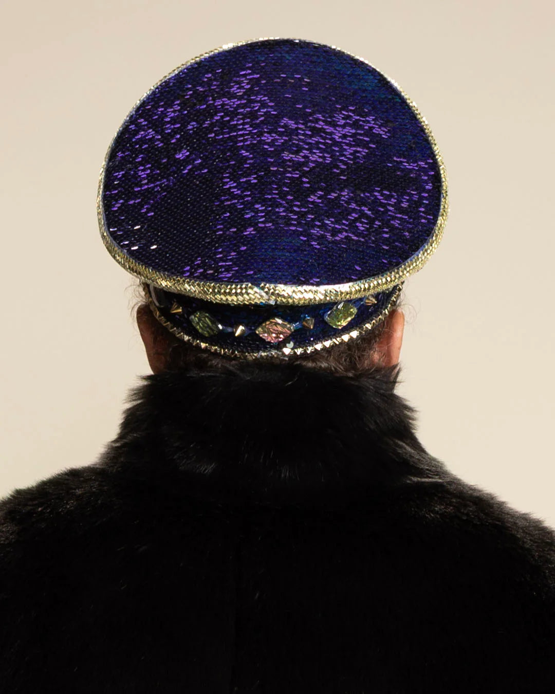 Men's Festival Hat - Captain Hat | Sequin Blue Green Hummingbird