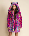 Classic Women's Pink & Blue Faux Fur Coat | Neon Disco Cat
