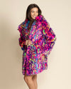 Classic Women's Pink & Blue Faux Fur Coat | Neon Disco Cat