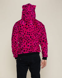 Striped fur hoodie for men