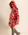 *One Of A Kind* Hooded Faux Fur Coat | Pink Rose Butterfly