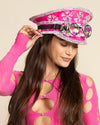 Women's Festival Hat - Captain Hat | Sequin Pink Flamingo