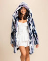 SpiritHoods Lucky Rabbit Faux Fur Coat Limited Edition Icy Blue, Navy, and Purple Fake Fur Jacket for Women. Festival-ready apparel for Women