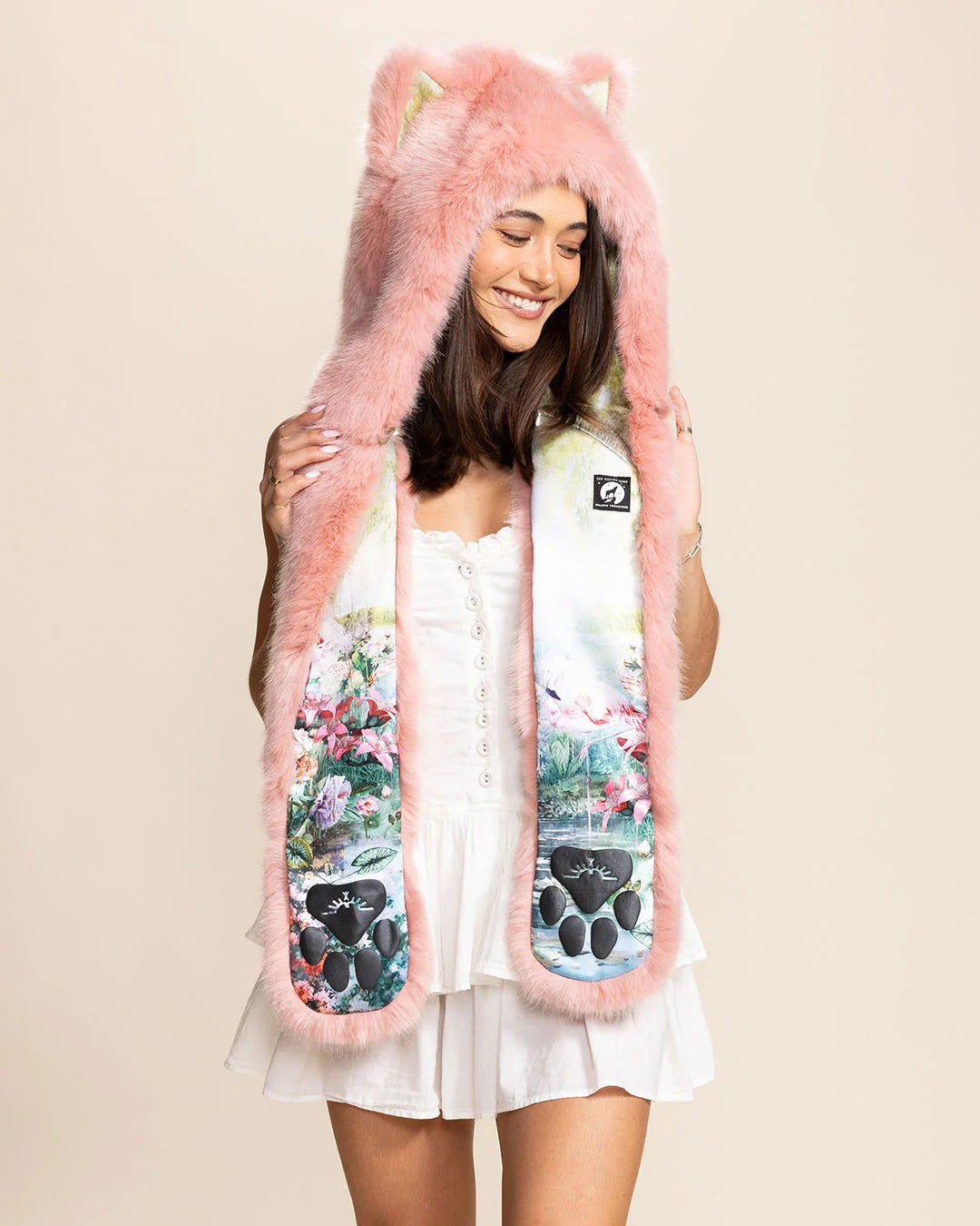 Pink Caribbean Wolf Faux Fur Hood | Women's