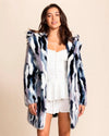 Hooded Women's Faux Fur Coat | Blue Lucky Rabbit