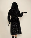 Hooded Women's Long Sequin Coat | Black Panther | Made-To-Order