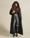 Hooded Women's Long Faux Fur Coat | Black Panther | Made-To-Order