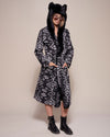 Woman wearing Santa Fe Wolf Classic Faux Fur Style Robe, front view 2
